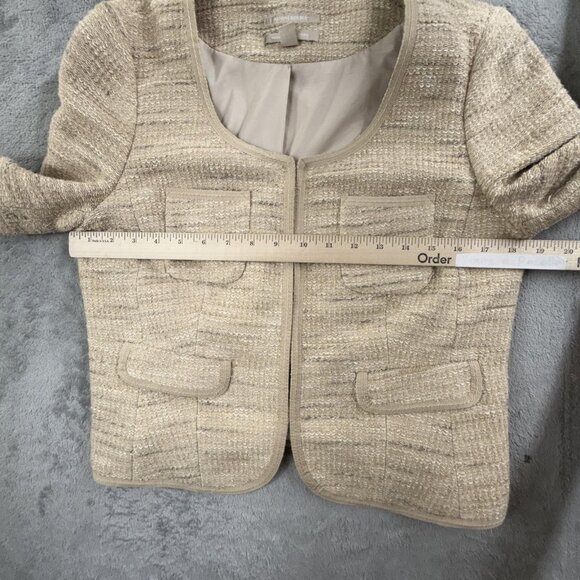 Banana Republic Jacket Womens 8 Petite Italian Fabric Textured Tweed Pockets - Picture 6 of 16